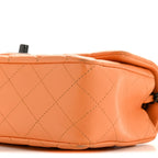 Lambskin Quilted Mini Rectangular Flap Orange
