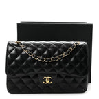 Caviar Quilted Jumbo Double Flap Black