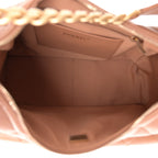 Shiny Lambskin Quilted Trendy Pockets Hobo Brown