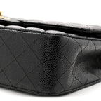 Caviar Quilted Medium Double Flap Black