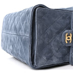 Suede Quilted Medium Chanel 25 Handbag Blue