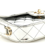 Mirror Calfskin Metallic Calfskin Quilted Hollywood Boulevard Mini Flap With Star Coin Purse Silver