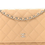 Caviar Quilted Wallet on Chain WOC Beige