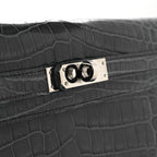 Shiny Niloticus Crocodile Kelly Elan Pochette Bleu Tempete