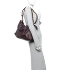 Mellow Nappa Donut Chain Large Flamenco Knot Clutch Dark Burgundy