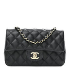 Lambskin Quilted Mini Rectangular Flap Black