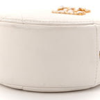 Shiny Goatskin Quilted Chanel 19 Round Clutch With Chain White