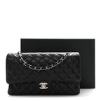 Caviar Quilted Medium Double Flap Black