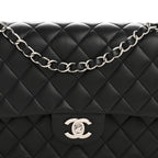 Lambskin Quilted Medium Double Flap Black