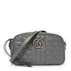 Calfskin Matelasse Aria Small GG Marmont Chain Shoulder Bag Deep Grey