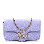 Denim GG Monogram Mini GG Marmont Shoulder Bag Light Purple