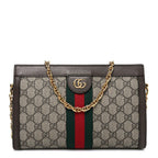 GG Supreme Monogram Web Small Ophidia Chain Shoulder Bag Brown