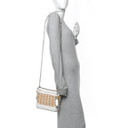 Rattan Calfskin Small Gabrielle Hobo Beige Ivory
