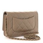 Caviar Quilted Wallet on Chain WOC Dark Beige