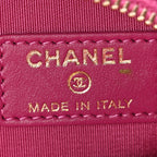 Shearling Sheepskin Chanel 19 Round Clutch With Chain Dark Pink