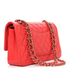 Caviar Quilted Medium Double Flap Red