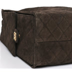 Suede Quilted Medium Chanel 25 Handbag Dark Brown