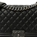 Calfskin Quilted Medium Boy Flap Black