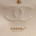 Caviar Quilted Medium Double Flap White