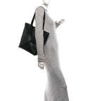 Shiny Calfskin Medium Puzzle Fold Tote Black