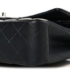 Lambskin Quilted Medium Double Flap Black