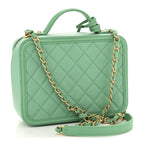 Caviar Quilted Medium CC Filigree Vanity Case Green
