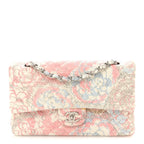 Tweed Quilted Camellia Medium Double Flap Ivory Multicolor