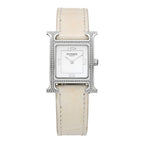 Stainless Steel Alligator Diamond Bezel Mother of Pearl 21mm Heure H Hour Quartz Watch Blanc
