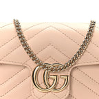 Calfskin Matelasse Super Mini GG Marmont Shoulder Bag Porcelain Rose