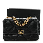 Goatskin Quilted Large Chanel 19 Flap Black