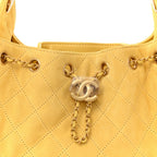 Suede Quilted Mini Chanel 25 Handbag Yellow