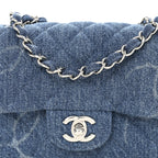 Denim CC Quilted Mini Square Flap Blue