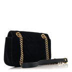 Velvet Matelasse Mini GG Marmont Shoulder Bag Black