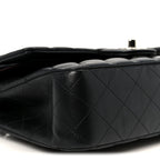 Lambskin Quilted Medium Double Flap Black