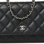 Caviar Quilted Wallet on Chain WOC Black