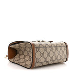 GG Supreme Monogram Small Padlock Top Handle Shoulder Bag Beige Ebony Dark Brown