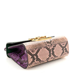 Snakeskin Small Padlock Shoulder Bag Green Pink Purple