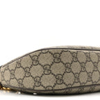 GG Supreme Monogram Textured Dollar Calfskin Web Small Ophidia GG Handbag Beige Ebony New Acero