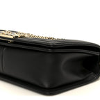 Calfskin Quilted Medium Chain Detail Boy Flap Black