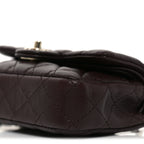 Lambskin Quilted Mini Double Flap With Hook Dark Brown