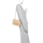 Lambskin Quilted Small Double Flap Beige