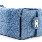 Washed Denim Quilted Mini Chanel 25 Handbag Blue