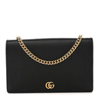 Dollar Calfskin Mini GG Marmont Chain Wallet Black