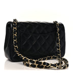 Lambskin Quilted Mini Rectangular Flap Black