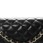 Lambskin Quilted Jumbo Double Flap  Black