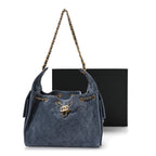 Suede Quilted Small Chanel 25 Handbag Blue