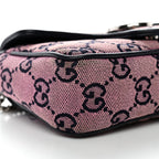 Monogram Multicolor Matelasse Diagonal Super Mini GG Marmont Shoulder Bag Pink Blue