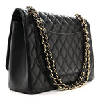 Caviar Quilted Maxi Double Flap Black