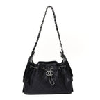 Metallic Caviar Quilted Mini Chanel 25 Handbag Dark Blue