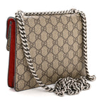 GG Supreme Monogram Suede Mini Dionysus Shoulder Bag Beige Ebony Vulcanic Red